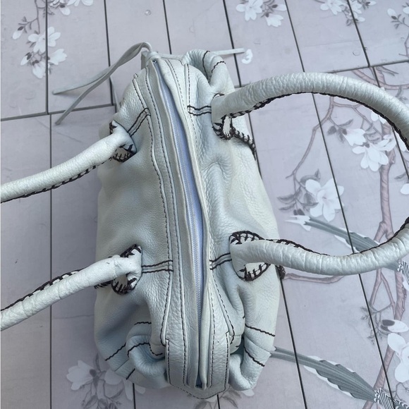 Carlos Falchi White Satchel with Black Stitching - Picture 5 of 9